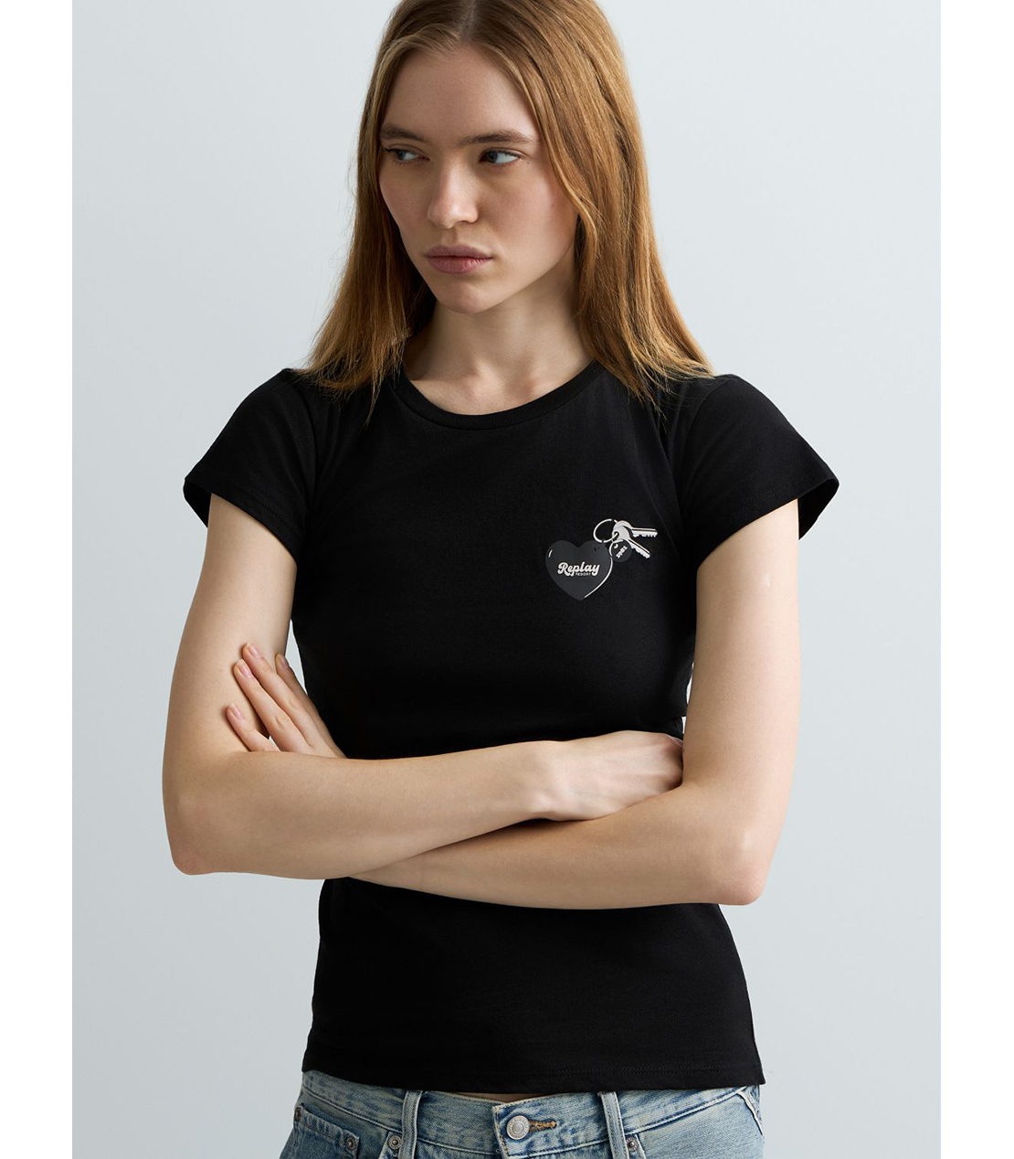 コットンジャージーハートプリントTシャツ 詳細画像 ブラック 5